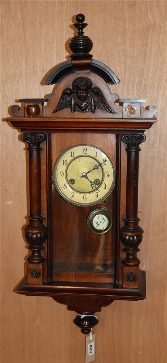 A Vienna style walnut wall clock H.70cm